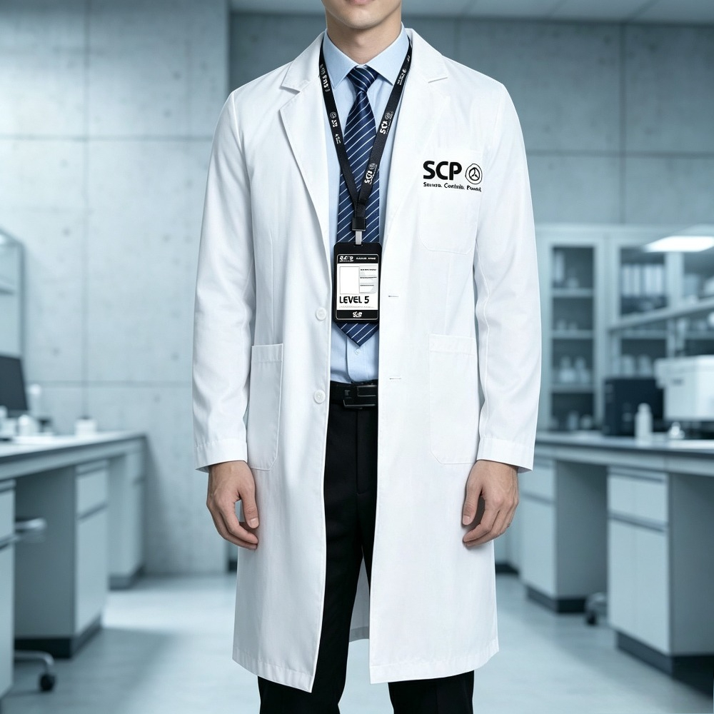 Anime Merchandise Jacket - Merch SCP Biały fartuch laboratoryjny Anime