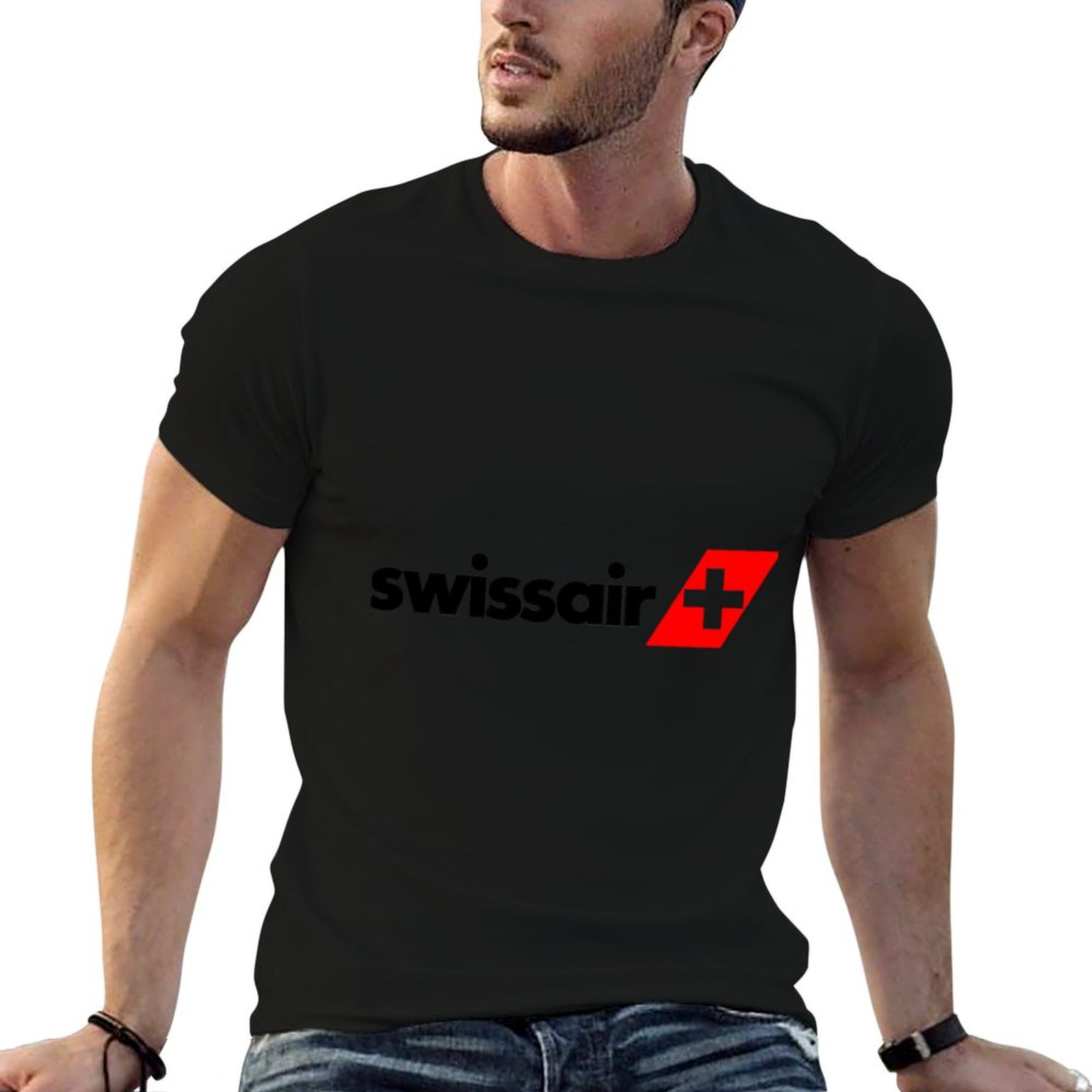 Koszulka z logo Swissair, męsk – Anime Merchandise Logo recenzja i cena